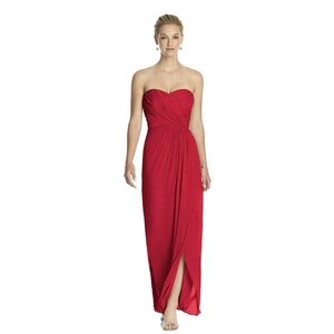 Izilady Strapless Red Chiffon Sweatheart Neckline Draped Bodice Gown Womens 2